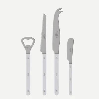 Bistrot Vintage Pearly White Bistrot Aperitif Set (Bottle Opener, Tomato Knife, Cheese Knife Large, Butter Spreader)