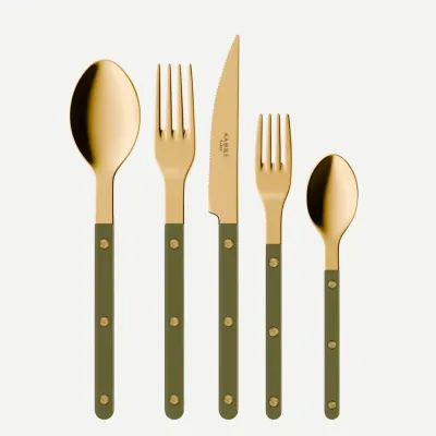 Bistrot Gold Solid Green Fern Flatware
