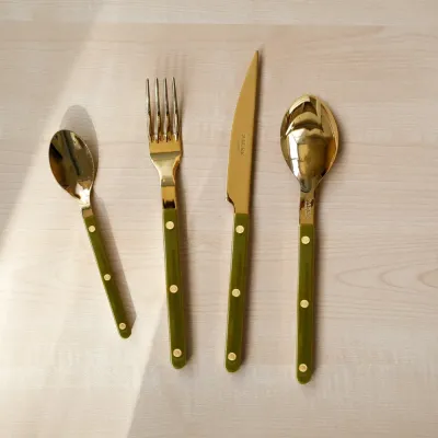 Bistrot Gold Solid Green Fern Flatware