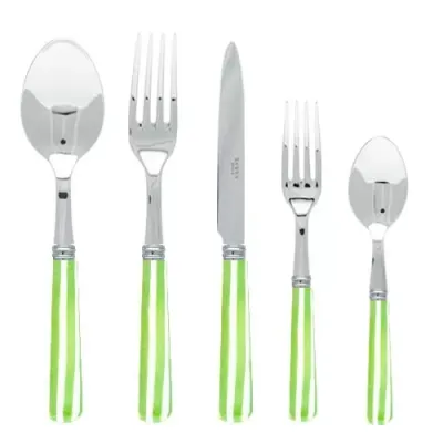 White Stripe Garden Green Flatware