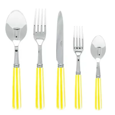 White Stripe Yellow Flatware