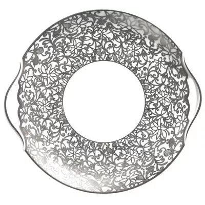 Salamanque Platinum White  Cake Dish With Handles Diam 9.8 in