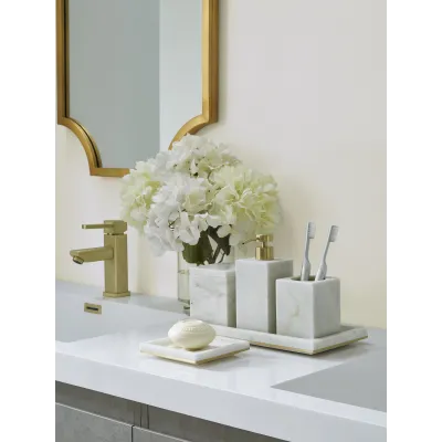 Pietra Marble White/Gold Bath Accessories