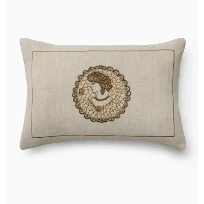 Cameo Decorative Pillow 12 x 18 Natural/Gold