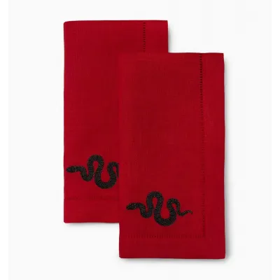 Lny2025 Set of 4 Snake Dinner Napkin 20 x 20 Red/Black