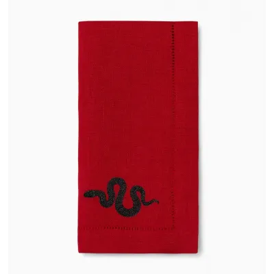 Lny2025 Set of 4 Snake Dinner Napkin 20 x 20 Red/Black