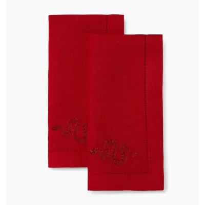 Lny2025 Set of 4 Snake Dinner Napkin 20 x 20 Red/Red