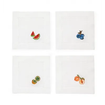 Dolce Set of 4 Cocktail Napkin 6 x 6 White Multi