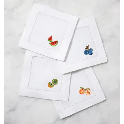 Dolce Set of 4 Cocktail Napkin 6 x 6 White Multi