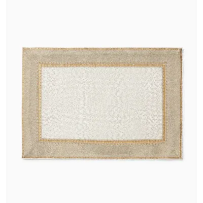 Perlina Boxed Set of 2 Rectangular Placemat 14 x 20 White/Champagne