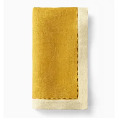 Roma Set of 4 Colorblock Dinner Napkin 20 x 20 Mustard/Stone