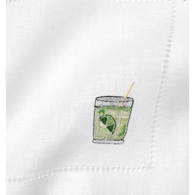 Aperitivo Set of 4 Cocktail Napkin 6 x 6 White Multi