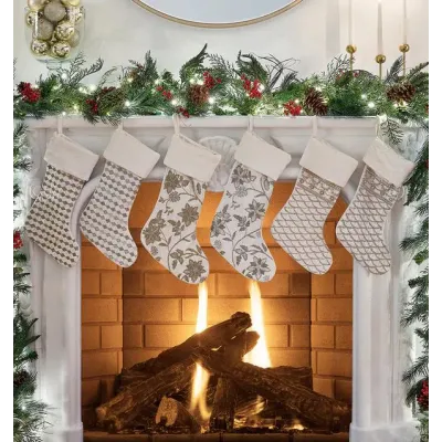 Bolzano Zardozi Stocking Ivory/Silver
