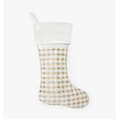 Lucido Ivory/Gold Beaded Harlequin Stocking