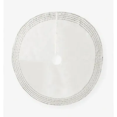 Lucido Beaded Harlequin Tree Skirt 60 Ivory/Silver