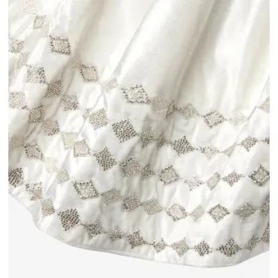 Lucido Beaded Harlequin Tree Skirt 60 Ivory/Silver