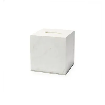 Pietra Marble Tissue Holder 6 x 6 x 6 White/Silver