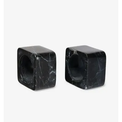 Quadrato Set of 2 Napkin Ring Boxed Black