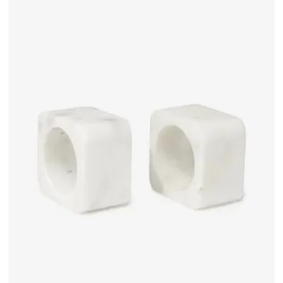 Quadrato Set of 2 Napkin Ring Boxed White