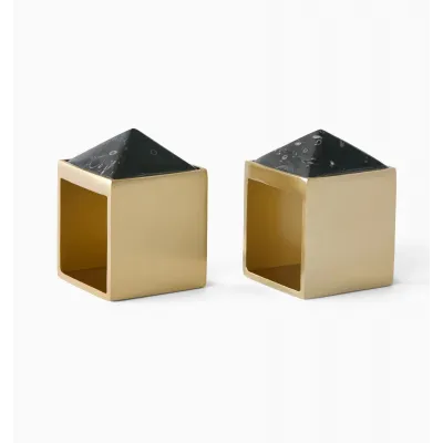 Cestia Set of 2 Napkin Ring Boxed Gold/Black