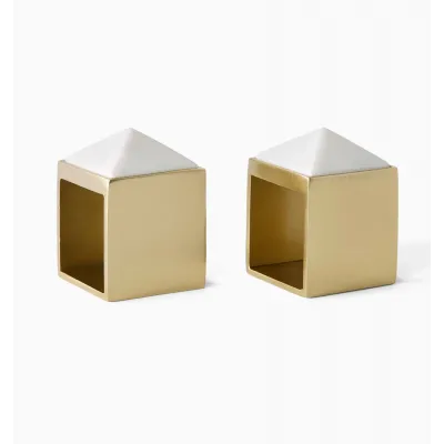 Cestia Set of 2 Napkin Ring Boxed Gold/White