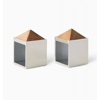 Cestia Set of 2 Napkin Ring Boxed Silver/Wood