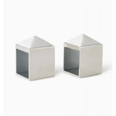 Cestia Set of 2 Napkin Ring Boxed Silver/White