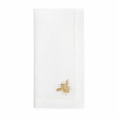 Bombo Set of 4 Dinner Napkin 20 x 20 White/Gold