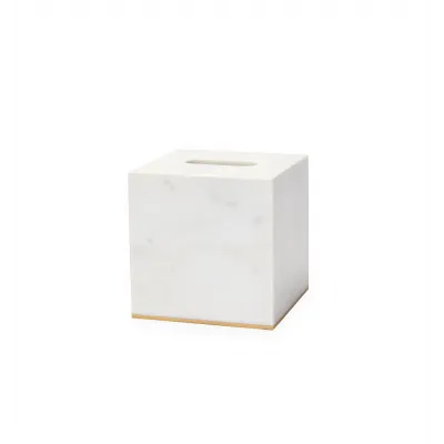 Pietra Marble Tissue Holder 6 x 6 x 6 White/Gold