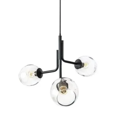 Caledonia Chandelier with 3 Globes Black