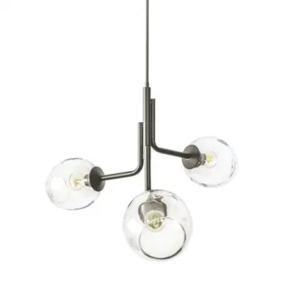 Caledonia Chandelier with 3 Globes Natural Iron