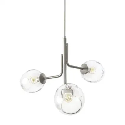Caledonia Chandelier with 3 Globes Sterling