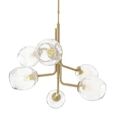 Caledonia Chandelier with 6 Globes Modern Brass