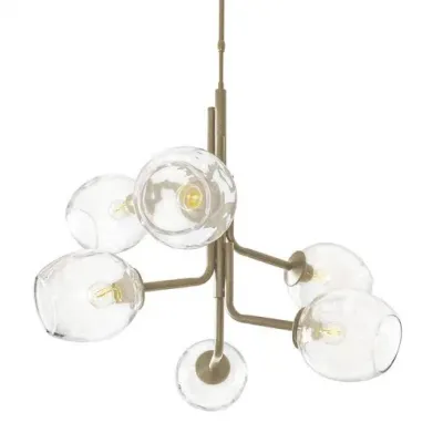 Caledonia Chandelier with 6 Globes Soft Gold