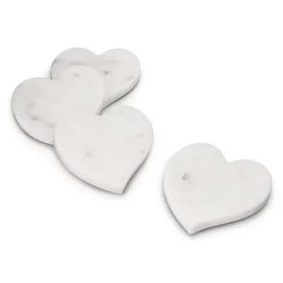 Marble Heart Coasters , Set Of 4 - White