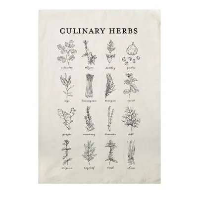 Culinary Herbs Pure Linen Tea towel