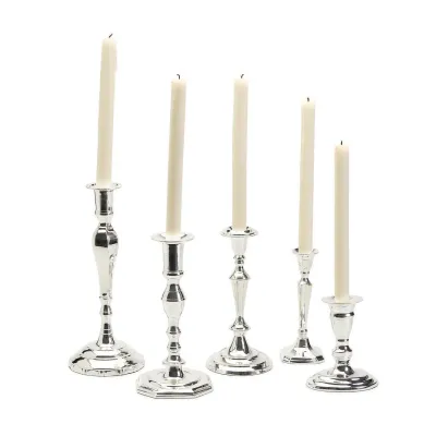 Silver Soiree Set of 5 Candlesticks Silver Plated Brass