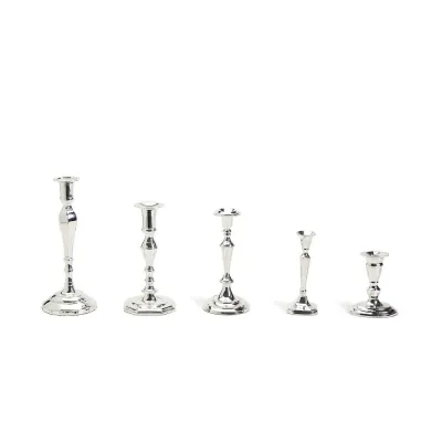 Silver Soiree Set of 5 Candlesticks Silver Plated Brass
