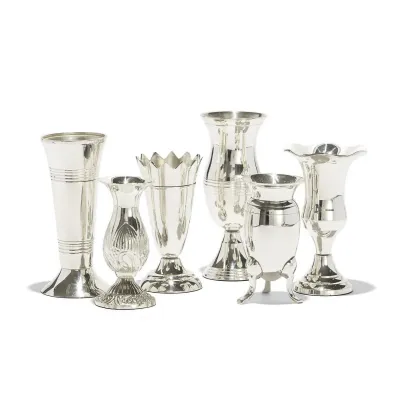Queen Anne's Set of 6 Vases Silver-Plated Brass
