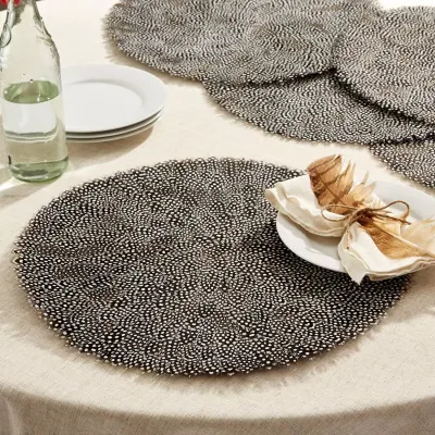 Set of 6 Guinea Fowl Feather Placemats - Feathers
