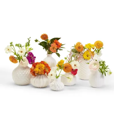 Artisan Carvings Set of 7 White Vases – Ceramic