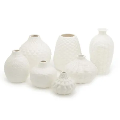 Artisan Carvings Set of 7 White Vases – Ceramic