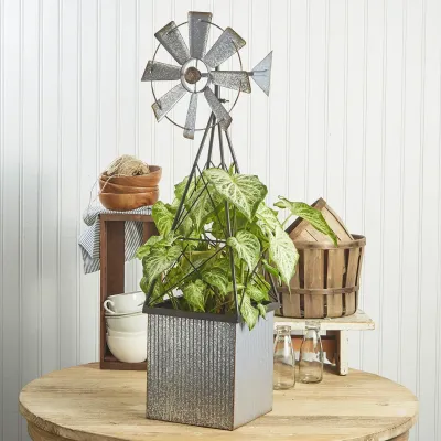 Farm Windmill Planter Galvanized Iron