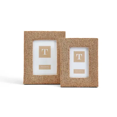 Bead Goes On Set of 2 Hand-Crafted Photo Frames (4" x 6", 5" x 7") Cotton/Popular Wood/Glass