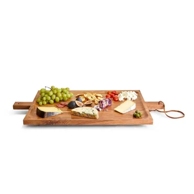 Gatherings 31-1/2" Footed Serving Tray with Handles Acacia Wood