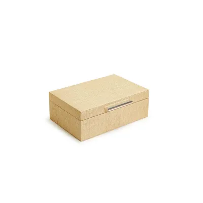 Set of 3 Terra Cane Hinged Boxes with Lining Natural Wood Pulp/Polyester/Metal