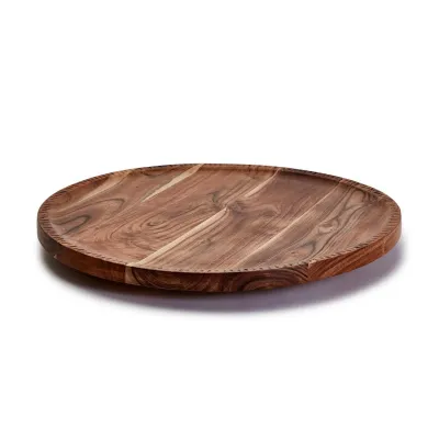 Rotating Charcuterie Board with Hand-Etched Border Acacia Wood