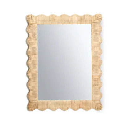 Wicker Weave Hand-Crafted Wall Mirror Rattan/Glass