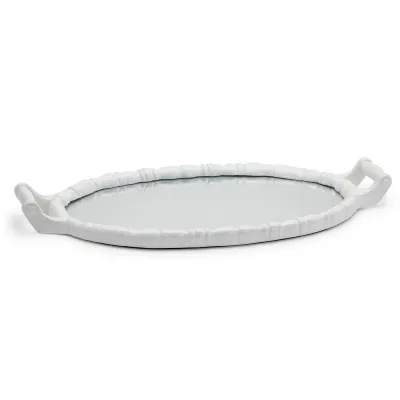 White Bamboo Mirror Tray Resin