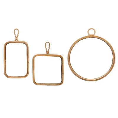 Reflections Set of 3 Hanging Mirror (minor imperfections and variations are natural characteristic of material and hand-crafted origin) Cane/Mirror